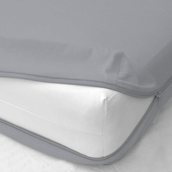 Zipper Fitted Sheet - Hotel Quality Bottom Sheet - 14" inch Snug Deep Pocket Full Size Zipper Encasement Pure 300TC Cotton Bed Sheets Mattress Cover - Light Grey Solid.