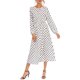 thumbnail image 2 of VISgogo Vestido casual de primavera para mujer, vestido midi de ajuste regular con cuello redondo y manga larga con estampado de lunares VISgogo  moda, 2 of 9