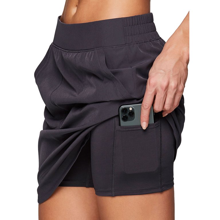 RBX Active Women's Golf/Tennis Woven Longer Length Flat Front Skort With  Pockets