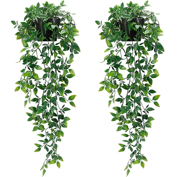 2 piezas plantas de arrastre artificiales plantas colgantes falsas plantas en macetas