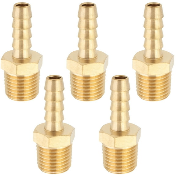 LTWFITTING Brass Fitting Coupler 1/4-Inch Hose Barb x 1/4-Inch Male NPT Fuel Gas Water(Pack of 5)