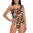 thumbnail image 2 of Yiaed Sunflowers Print Women One Piece Swimsuits Tummy Control One Shoulder Bathing Suits Pattern Ruffle Swimwear-Large, 2 of 8