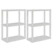 Hyper Tough Plastic Storage Shelves 3-Tier 2-Pack 39"H x 30"W x 14"D, White 300 lbs Capacity