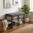 thumbnail image 3 of SONGMICS Shoe Bench, Storage Bench, Entryway Bench with Cushion, Shoe Shelf with Seat, Space-Saving, Modern Style, for Living Room, Bedroom, Hallway, Dark Gray and Ink Black, 3 of 8