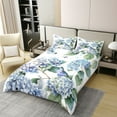 thumbnail image 2 of Ombre Floral 100% Natural Cotton Comforter Cover Twin Size,Blue Hydrangea Flowers Bedding Set,3D Butterflies Duvet Cover,Summer Garden Rustic Theme Bedspread Cover,Bedroom Decor 2Pcs, 2 of 6