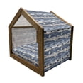 thumbnail image 2 of Fish Pet House, Inspired Geometric Aquarium Geometric Pattern Cartoon Style, Outdoor & Indoor Portable Dog Kennel with Pillow and Cover, 5 Sizes, Slate and Cadet Blue Tan, by Ambesonne, 2 of 5