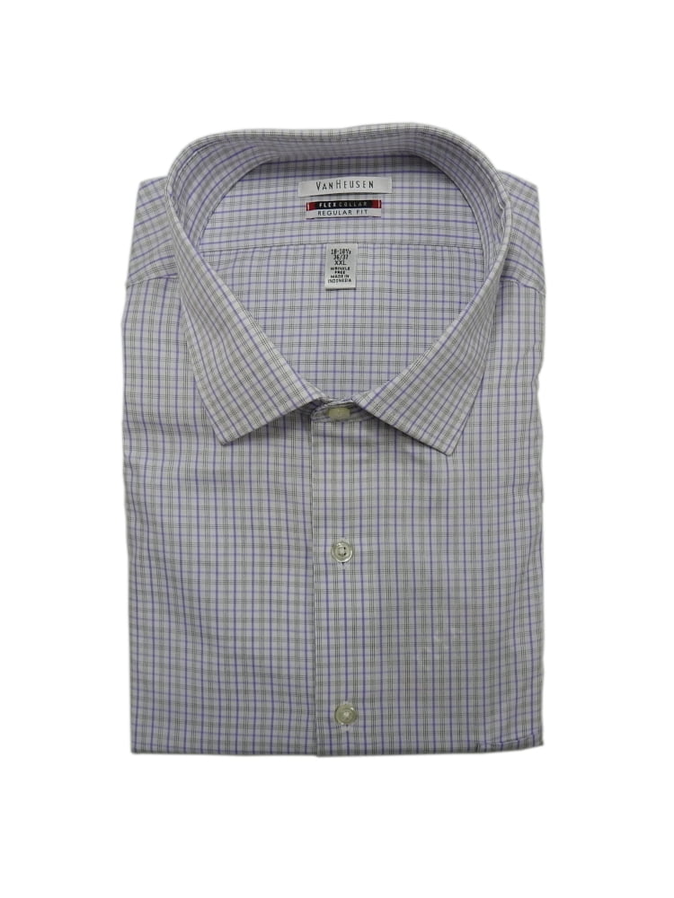 20 Neck 34-35 Sleeve Van Heusen Mens FIT Dress Shirt Flex Collar Stretch Solid 4X-Large Blue Big and Tall