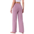 thumbnail image 3 of Pantalones de pijama de mujer INSPIRE CHIC, de pierna ancha, con cordón, pantalones de sudadera elásticos, pantalones de lounge Palazzo, pantalones de yoga para dormir, color morado, 3 of 6