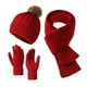 thumbnail image 2 of Solid Color Knitted Hat Three-piece Set For Winter Warm And Cold-proof Thick Outdoor Wool Hat Scarf Gloves Set, 2 of 6