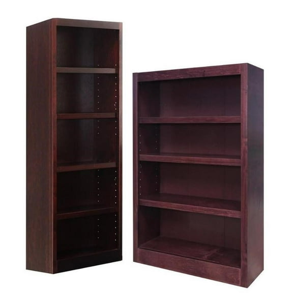 Home Square 2-Piece Set with 72" Tall Bookcase and 48" Tall 4-Shelf Bookcase