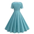 thumbnail image 3 of Blmnix Button Down Women Dresses Tent Gingham Dress Under Dresses Blue Short Sleeve Cocktail-Length Collared Belted Summer Dress,S, 3 of 7