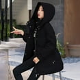 thumbnail image 6 of HTNBO Women's Hooded Warm Winter Coat Cotton Padded Down Quilted Thicken Puffer Jacket Drawstring Elastic Waist Parka Outwear, 6 of 7