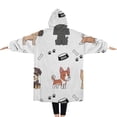 thumbnail image 2 of Oversized Wearable Blanket Hoodie,Cute Dogs Sherpa Blanket Hoodie with Super Pockets,Super Warm Fuzzy Pullover for Women & Men, 2 of 6