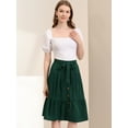 thumbnail image 2 of INSPIRE CHIC Falda A Media Pierna Con Volantes De Gasa Con Cinturón Y Cintura Alta Vintage Con Decoración De Botones Para Mujer Verde oscuro S, 2 of 6