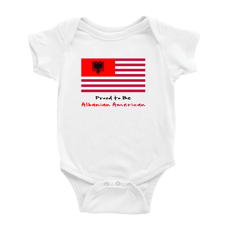 

Proud to Be Albanian American Flag Cute Baby Bodysuit Baby Clothes (White 0-3 Months)