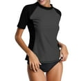 thumbnail image 3 of BeautyIn Women Short Sleeve Rashguard Swimsuit Colorblock Swim Shirts, 3 of 7