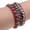 Red, variant on Women's Layered Punk Rock Rivet Bracelet Studded Faux Leather Metal Chain Bangle Dark Coffee