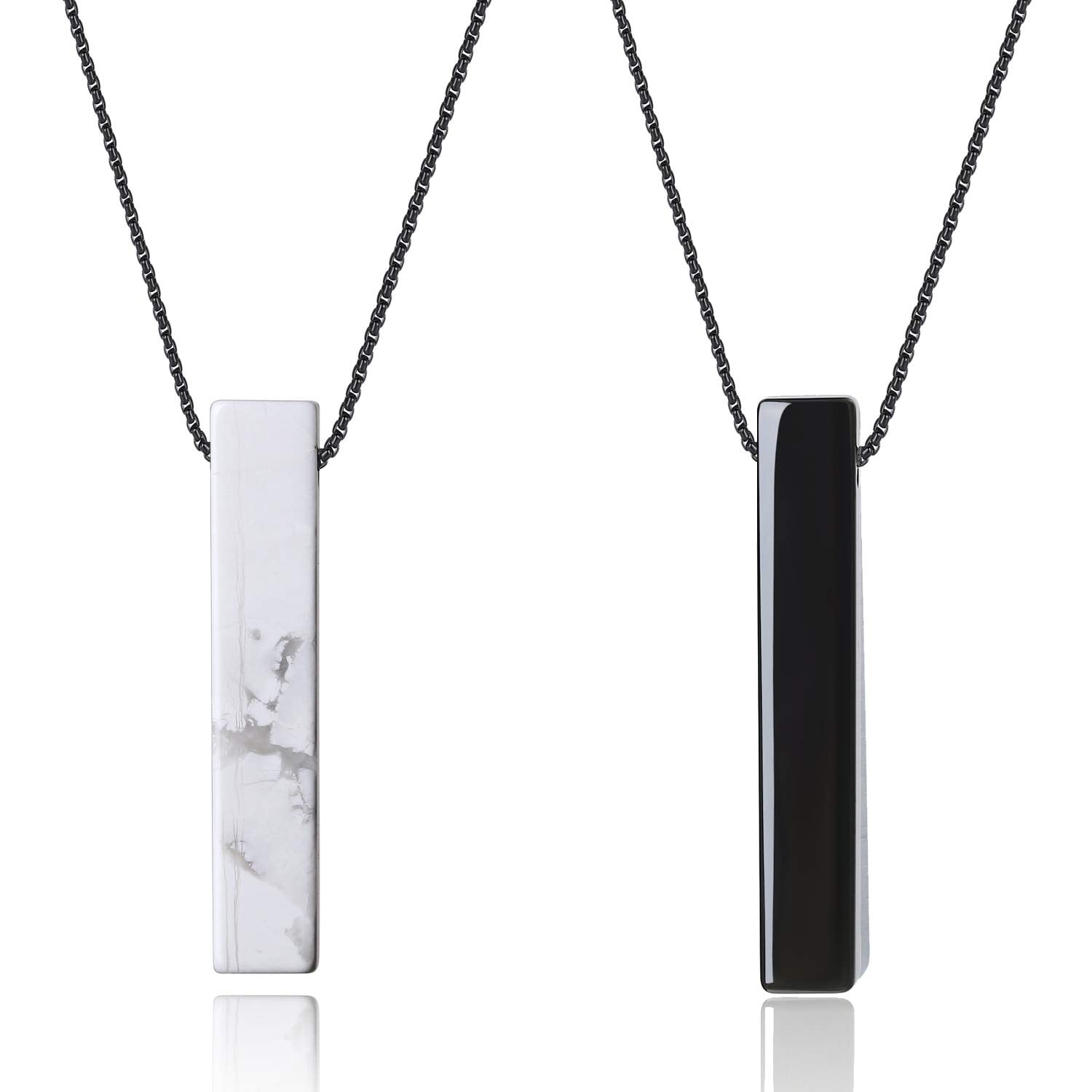 COAI Black Chain Yin Yang Bar Howlite Obsidian Stone Matching Couples Pendant Necklaces