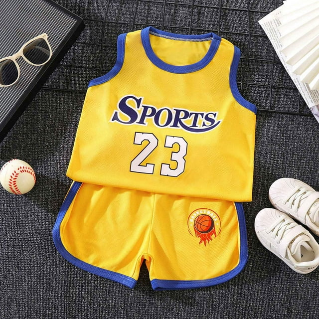 MKLEKYY conjunto de Baloncesto de Verano para Niños y Niñas, Chaleco de Malla y Pantalones Cortos, Ropa Deportiva Ligera para Niños Pequeños