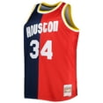 thumbnail image 2 of Men's Mitchell & Ness Hakeem Olajuwon Navy/Red Houston Rockets Big & Tall Hardwood Classics 1993/94 Split Swingman, 2 of 3