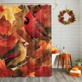 thumbnail image 2 of Shower Curtain 72"W x 72"L Fall Thanksgiving Cardinals Leaves Fabric Shower Curtains Set with Hooks Water Repellent Bathroom Curtains Machine Washable Bathroom Accessories, 2 of 6