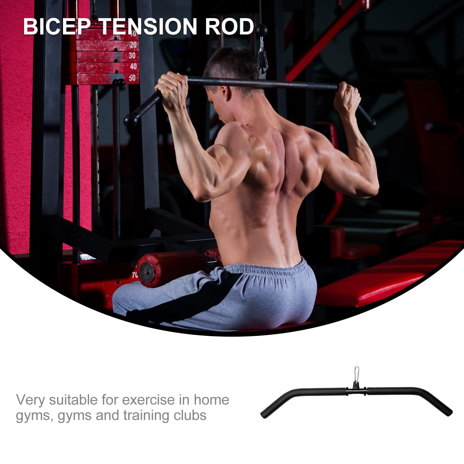ROMANSENTIAL 1 Set Grip Trainer Pull Bar Black Steel for Abdominal Muscle Training in Gym