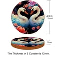 thumbnail image 3 of Swan 6Pcs Round Microfiber Leather Car Coasters, 11x11 cm/4.3x4.3 in, Cup Holder Coasters for Car, Drink Absorbent Car Coasters, Slip Car Coaster Set, 3 of 6