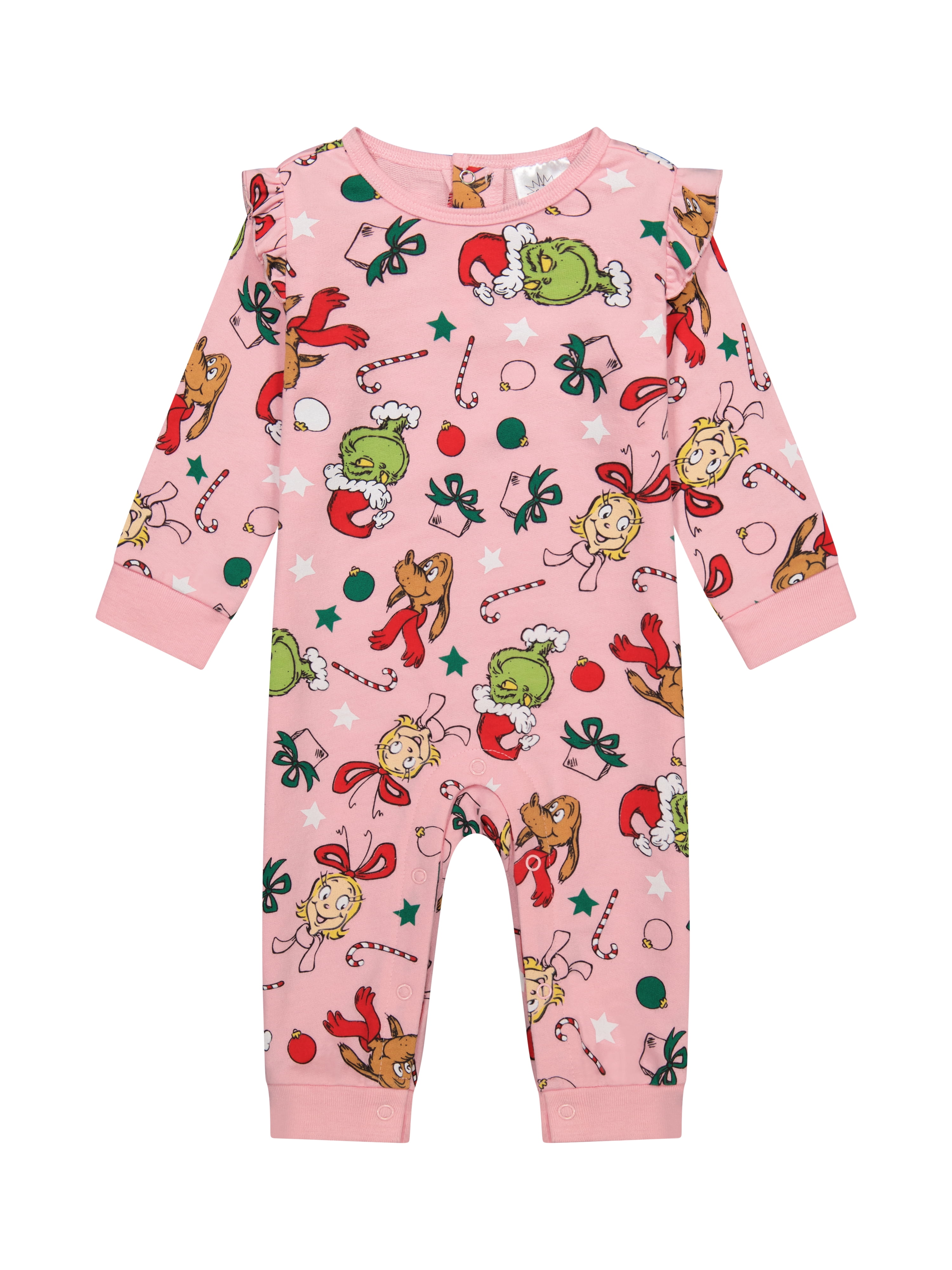 Dr.Seuss Baby Girl Grinch Printed Coverall, Sizes 0-24 Months