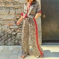 thumbnail image 5 of HSHMT Womens 2 Piece Outfits Sweatsuits Sets Women's Leopard Print Color Block Short Sleeved Loose Shirt And Elastic Waist Pocket Pants Set, 5 of 7
