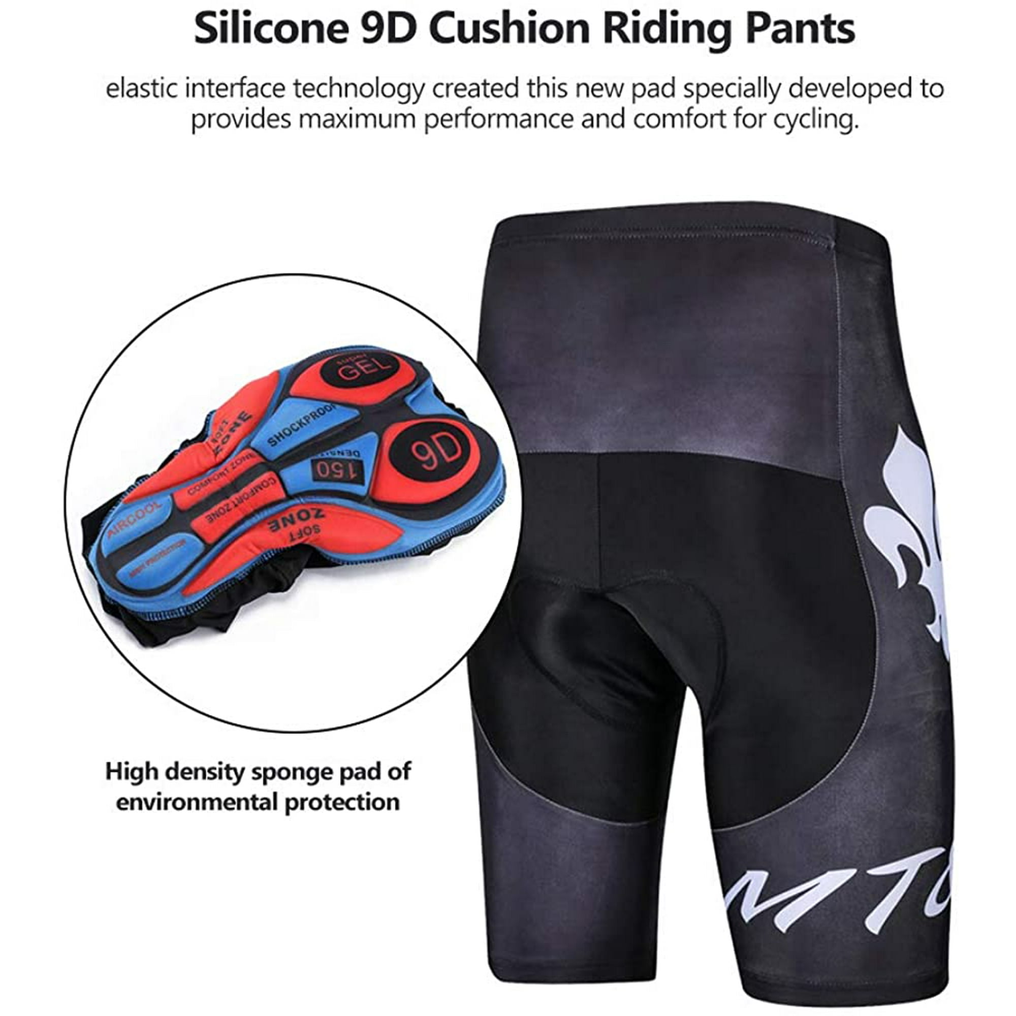Men s Cycling Shorts 9D Gel Padded Cushion Elastic Breathable Bike Pants Walmart