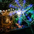 thumbnail image 4 of Halloween Decorations Spider Web Lights 12FT Diameter 120 LED with Giant Black Spider Waterproof Net Lights 8 Modes Cobweb Halloween Decorations for House Garden Indoor Outdoor (Purple), 4 of 8