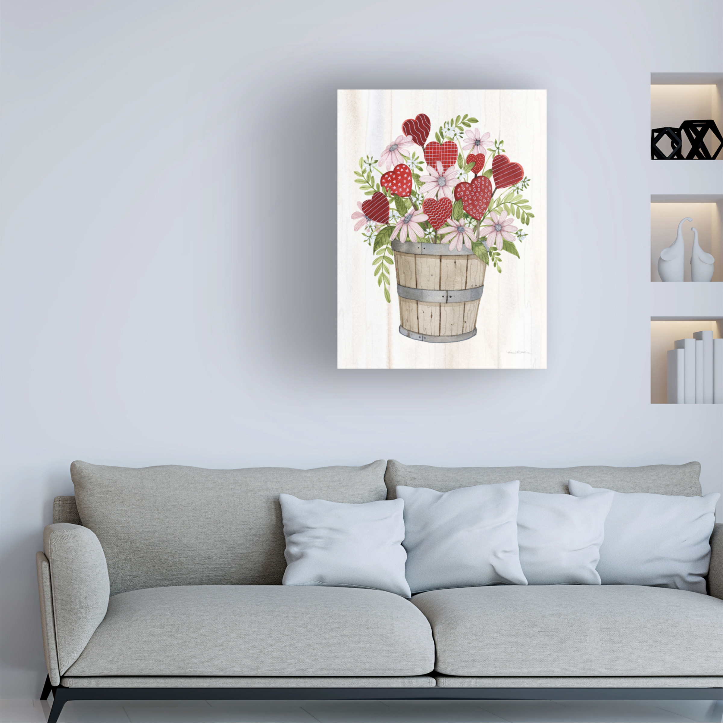 Trademark Fine Art 'Rustic Valentine Bushel Basket' Canvas Art by Kathleen Parr McKenna