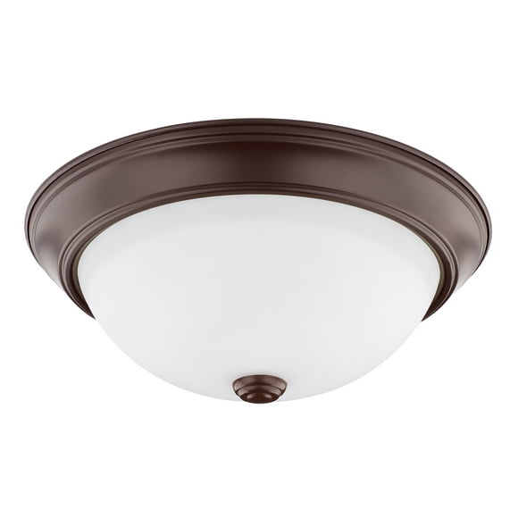 HomePlace Lighting 214722BZ Bates Traditional Soft White Glass Bowl Flush Mount Ceiling Light, 2-Light 120 Total Watts, 5" H x 13" W, Bronze