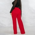 thumbnail image 6 of AWXNJUX Wide Leg Pants Woman Women Stretchy Straight Leg Pants Comfy Solid Classic High Waisted Wide Leg Long Pant Slacks Work Office Women Pant Women's Pants (Red,L), 6 of 6