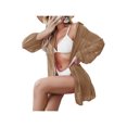 thumbnail image 3 of VISgogo Bikini de verano para mujer, vestido camisero largo suelto con cierre de botón de solapa de manga larga de Color sólido transparente VISgogo  moda, 3 of 5