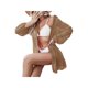 thumbnail image 3 of VISgogo Bikini de verano para mujer, vestido camisero largo suelto con cierre de botón de solapa de manga larga de Color sólido transparente VISgogo  moda, 3 of 5