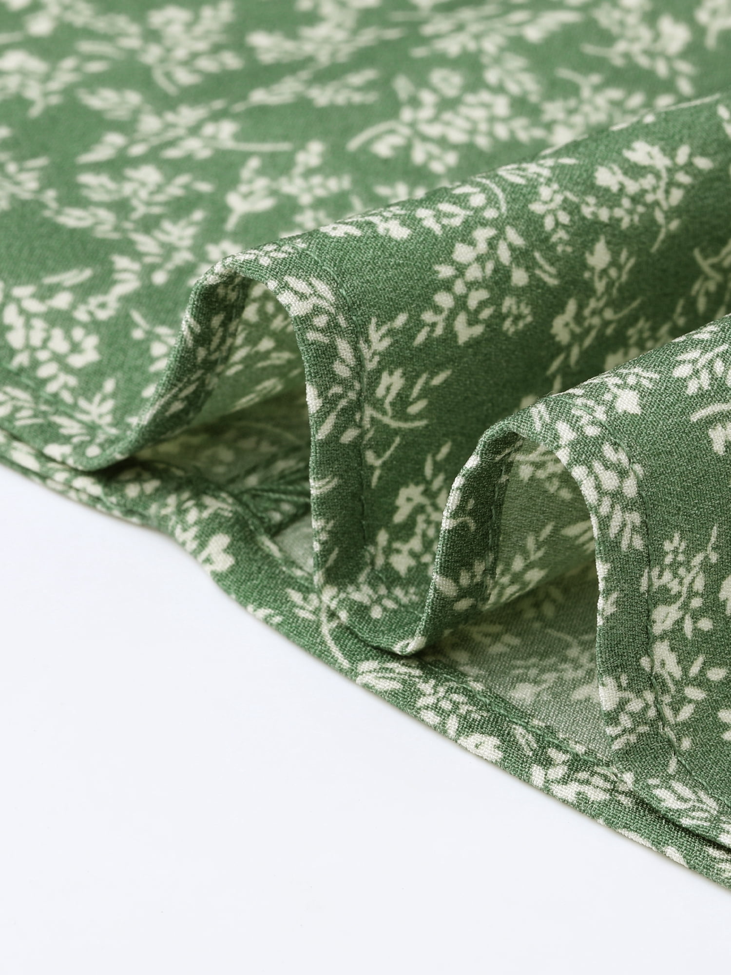 DARING DIVA Women's Summer Floral Tops Ruffle Cap Sleeve V Neck Chiffon Blouse L Green