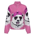 thumbnail image 5 of Jackets for Women Winter Coat Jackets Flannel Stand Collar Jacket(Cool Panda in Pink Hat,Size:S-4XL), 5 of 7