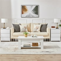 Yaheetech Minimalist Wooden End Table with 3 Drawers, White