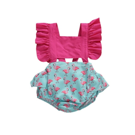 

Douhoow 0-24M Infant Girls Ruffles Fruit Romper Pineapple Flamingo Jumpsuit Playsuit Baby Sunsuit