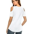 thumbnail image 2 of JYLFC Womens Summer Tops Cold Shoulder Criss Cross V Neck Shirts, White 2XL, 2 of 3