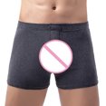 thumbnail image 4 of HUPOM Mens Underwear Boxer Briefs Male Thongs Medium waist Comfort Waist Solid Boxer Briefs Dark Gray 4XL, 4 of 6
