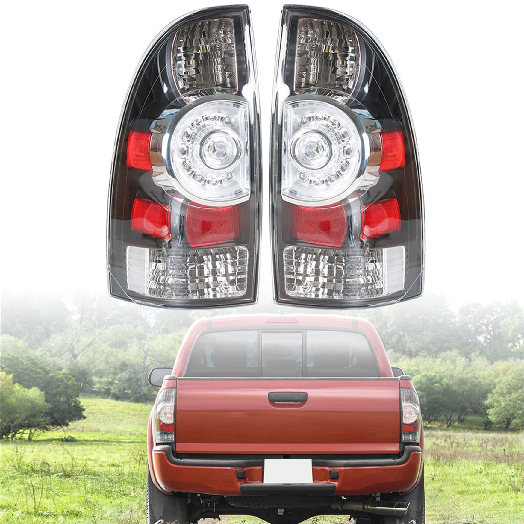 Black LED Tail Lights Lamps RH & LH For 2005-2015 Toyota Tacoma Pickup 