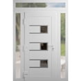 thumbnail image 4 of Front Exterior Prehung Metal-Plastic Door Frosted Glass | Manux 8933 White Silk | 2 Side and Top Sidelite Transom | Office Commercial and Residential Doors Patio 60x94 (W14+32+14x80+14) Right-hand, 4 of 6