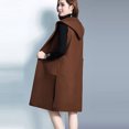 thumbnail image 4 of AIEOTT Winter Coats for Women, Plus Size Double Breasted Pea Coat Hooded Slim Long Winter Trench Winter Jacket Tartan Woolen Coat Clearance, 4 of 6