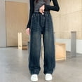 thumbnail image 2 of Winter Girls' Wide-Leg Jeans with Fleece Lining, Medium and Large Sizes, 2 of 9