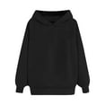 thumbnail image 6 of Women's Oversized Hoodie Winter Trendy Solid Color Pullover Thermal Casual Shirt Long Sleeve Hooded Sweatshirt (S, Black), 6 of 7
