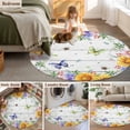 thumbnail image 5 of Round Rug 3.3Ft Washable Non-Slip, Spring Flowers Circle Area Rugs for Living Room Bedroom, Watercolor Sunflowers Daisy Butterflies Wood Indoor Floor Mats Carpet Runner for Home Decor Aesthetic, 5 of 8