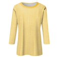 thumbnail image 4 of LISTHA 3/4 Sleeve T Shirts for Women Striped Workout Shirts Crew Neck Trendy Plus Size Tunic Tops Going Out Summer Blouses Yellow 2XL, 4 of 5