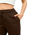 thumbnail image 3 of Women's Wide Leg Track Pants Fleece Lined Loose Straight Cut, Casual Sports Jogger Pants with Pockets for Comfortable and Warm Athletic Activities,Coffee,M, 3 of 6